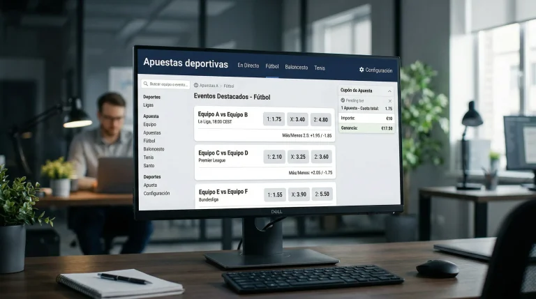 Pantalla de casa de apuestas mostrando cuotas en formato decimal