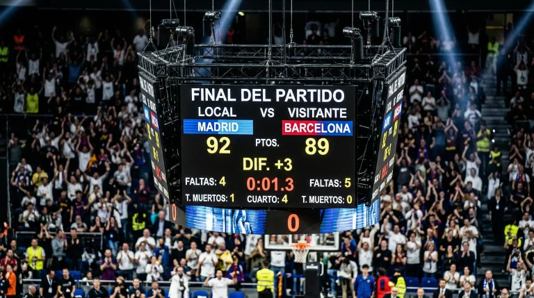 Marcador de baloncesto NBA mostrando diferencia de puntos entre dos equipos