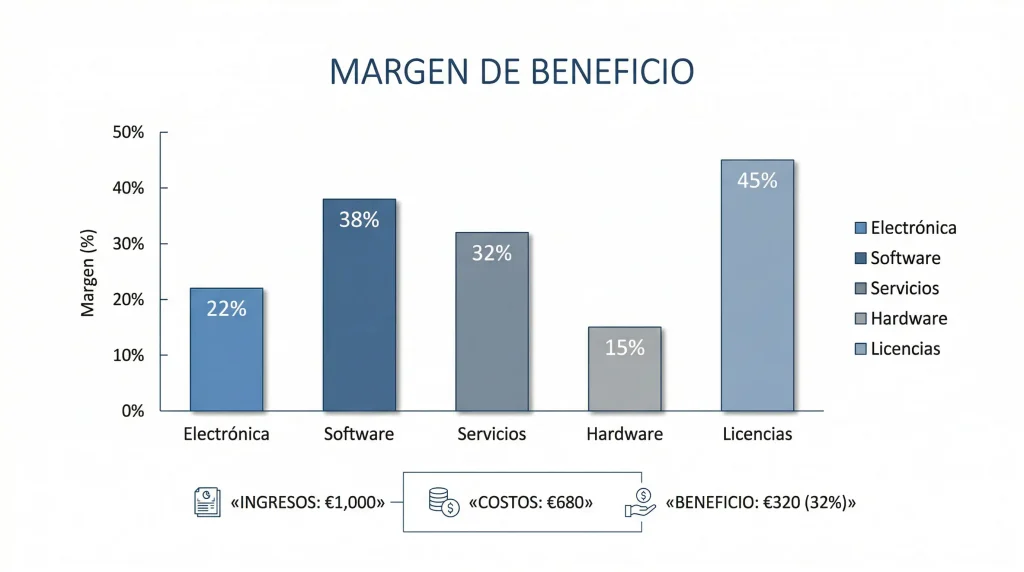 Gráfico de porcentajes mostrando margen de beneficio en apuestas