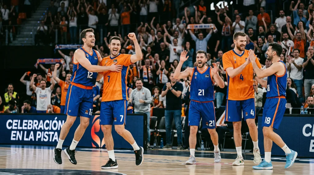 Jugadores de baloncesto NBA celebrando una racha de puntos