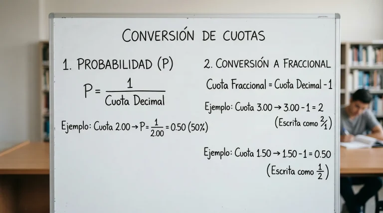 Fórmula matemática de probabilidad junto a cuotas de apuestas